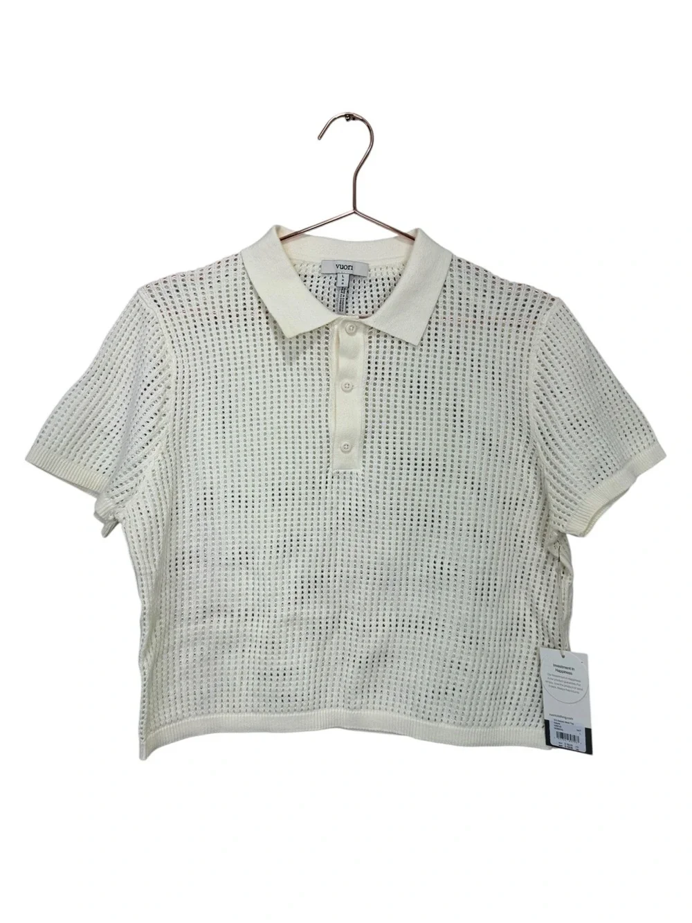 NEW Vuori Short Sleeve Knitted Mesh Polo Natural Cream Size Large - Picture 4 of 9